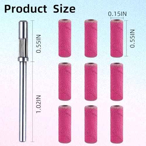100 Pcs (240 Grit Pink) Small Sanding Bands Nail Drill Bit,Nail Drill Bits,Extreme Fine Grit Mini Sanding Band,Nail Bits,Upgrade 3.1mm Mandrel Bits,Professional Nail Drill Bit for Acrylic Nails