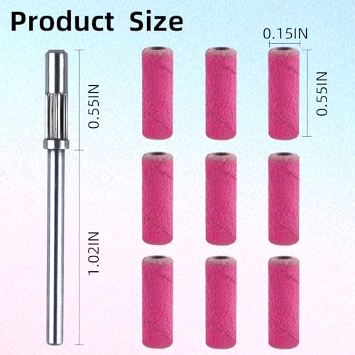 100 Pcs 240 Grit Mini Sanding Bands for Nail Drill - Rose Red