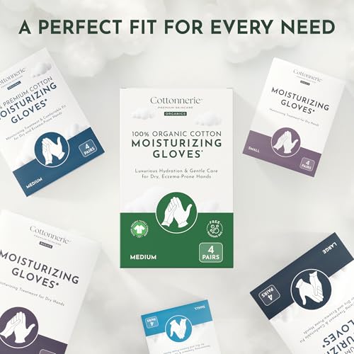 Organic Cotton Gloves for Dry Hands - 4 Pairs, Sleep Moisturizing