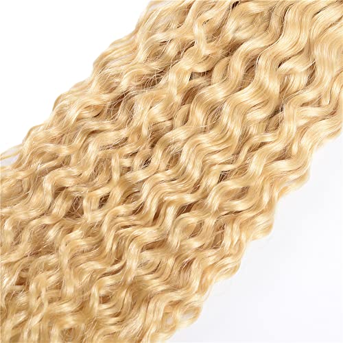 613 Blonde Kinky Curly Human Hair Bundles - 3 Pack, 22-26 Inch