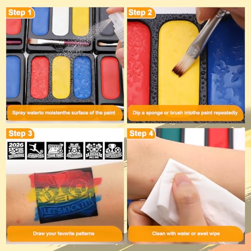 VIKUKIV Face & Body Paint Kit – 3-Color Set for Events