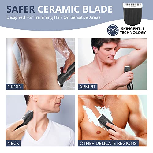 Keyshine Electric Body Hair Trimmer for Men: Waterproof 2-in-1 Groin Hair Trimmer for Beard Hair Chest Hair Armpit Hair Legs Hair Pubic Hair (Black-2)