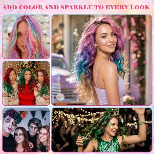 Hair Chalk and Glitter Set - 16 Pcs Temporary Hair Color