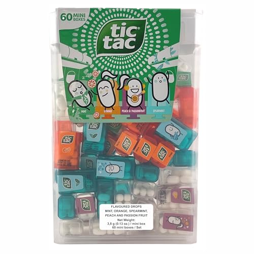 Tic Tac Variety Pack - 60 Mini Boxes of Mint, Orange, & More