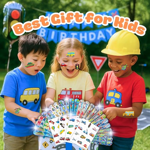 Transportation Party Favors Bundle - 72 Pc Set with Tattoos & Slap Bracelets