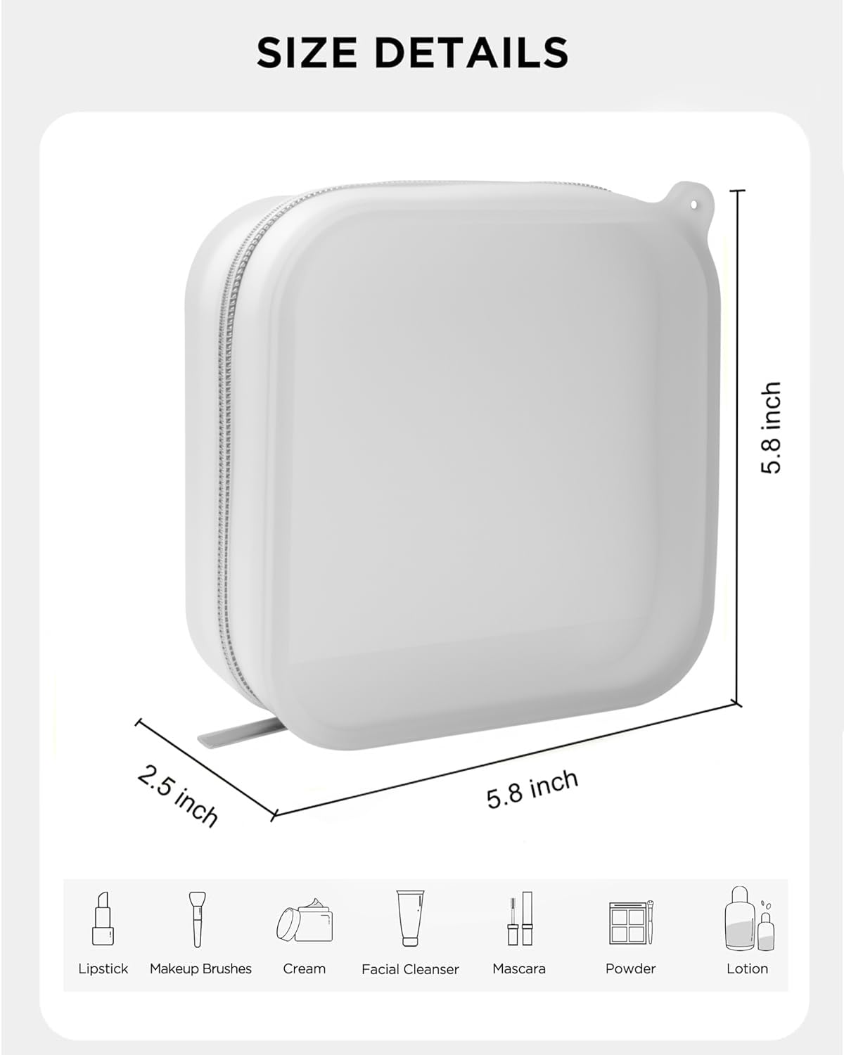 FFpaw Small Clear Silicone Pouch, Mini Makeup Travel Bag Cute Make up Pouch for Purse Portable Cosmetic Case Clear Toiletry Bag for Women Coin Purse Compact Car Bag for Essentials (White)