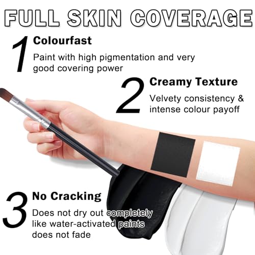 Black and White Face Paint Stick with Brush Eye Black Stick for Sports Halloween Makeup Face Painting Kit for Clown Skeleton Vampire SFX Makeup