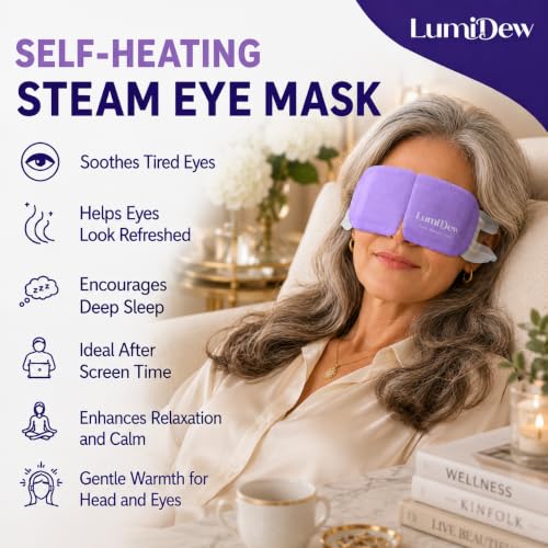 LumiDew Unscented Self-Heating Eye Mask 16 Pack for Sleep & Dry Eye Relief