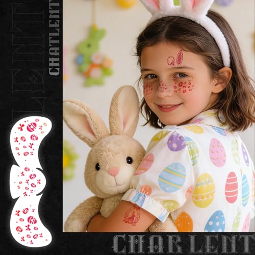 CHARLENT Glitter Easter Face Tattoos | 36 Freckles Patches