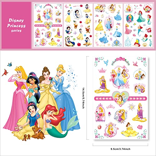 Princess Tattoos Kids, 40 Sheets Cartoon Tattoos Party Favor Set for Girls Boys 9 Kinds of Cute Princess Series Temporary Tattoo Stickers Micky Temp Tattoo Stickers for Kids Party Decor Supply