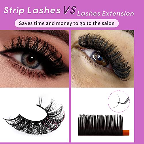 Focipeysa False Lashes Natural Look 14-17mm Fluffy Faux Mink Lashes D Curl Eyelashes Natural Lashes Strips Fake Lashes Pack 4 Styles Mixed Volume Eye Lashes 20 Pairs Multipack