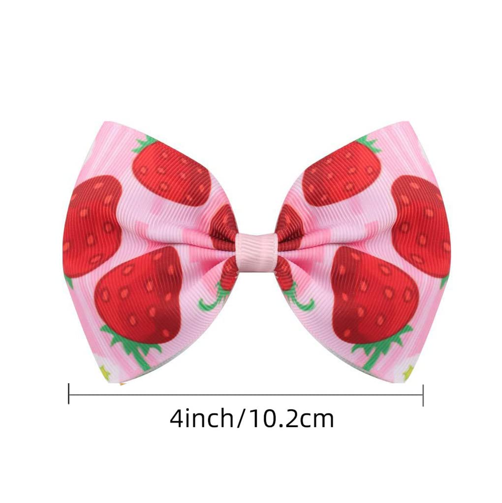 Strawberry Hair Bow Clip Pin Girls Fruit Hair Barrettes Strawberry Ribbon Bow BBG24 (C1-Bow)