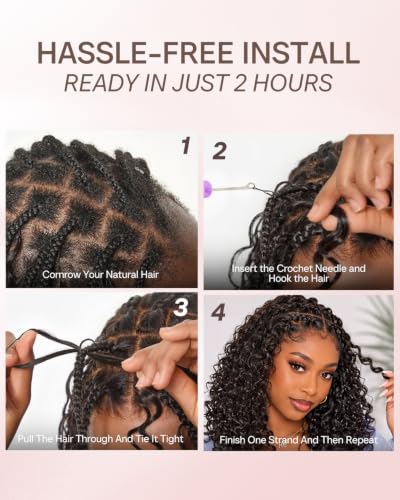 ASHINE Deep Wave Human Hair Crochet Extensions 18 Inch 120g Black - 2 Pack
