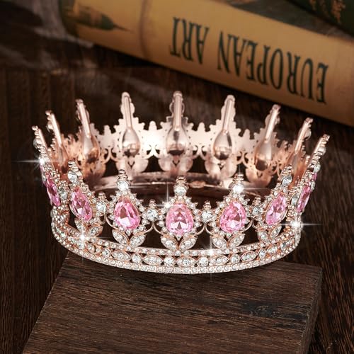 Rose Gold Rhinestone Wedding Crown for Women