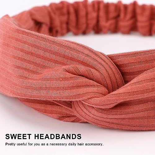 DRESHOW 10 Pack Make Up Headbands for Women Knit Vintage Cross Elastic Head Wrap Hair Accessories