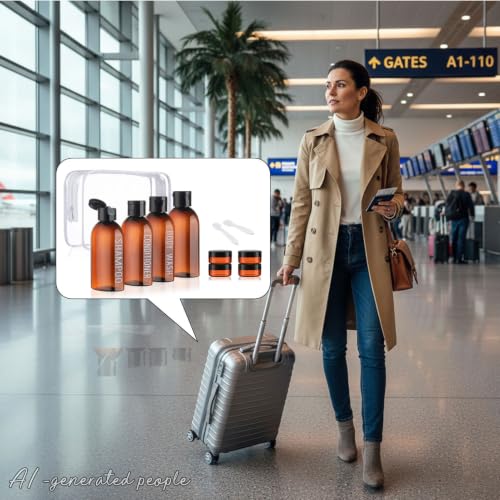 8-Pack TSA Approved Travel Bottles & Jars 3.4oz - Leak Proof