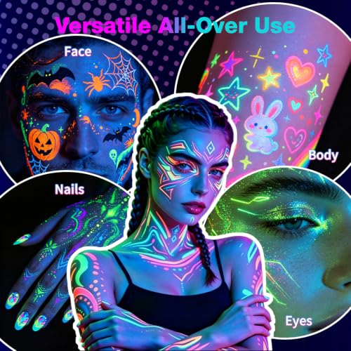14 Colors UV Glow Body Paint Markers - Waterproof Neon Face Paint Pens
