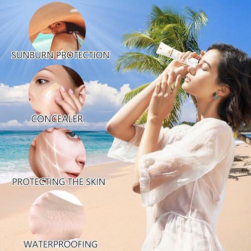 2Pcs Tinted Sunscreen for Face SPF 50, Universal Tinted Moisturizer SPF50 PA+++, Protector Solar Con Color, Hydrating Sun Essence Face Sunscreen, Non-Sticky, Long Lasting Protection, sunscreen Against