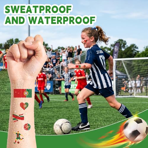 World Cup 2026 Temporary Tattoos - 15 Sheets Waterproof Soccer Fan