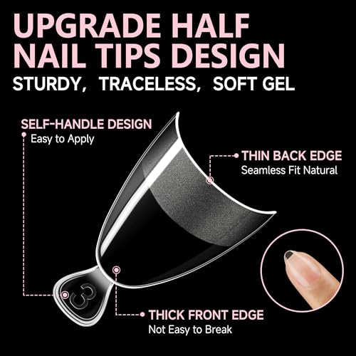 UNA GELLA Short Almond Gel Nail Tips Half Cover A0-Short Almond