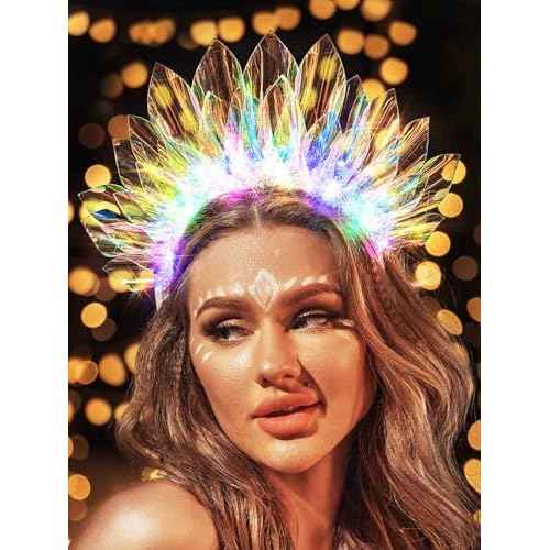Light Up Crown Rave Hair Accessories Led Costume Headpiece For Women