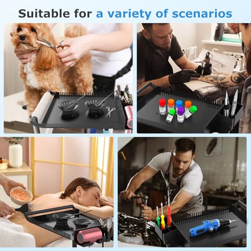 Rolling Salon Tray with Adjustable Height & Storage – Hair Tools Organizer