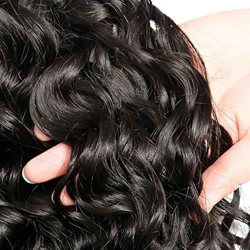 Brazilian Water Wave Bundles With Lace Closure - Wet and Wavy Human Hair 5 Bundles (50g/bundle) With 4x4 Free Part Closure - Deep Curly (8/8/8/8/8+8" Closure)