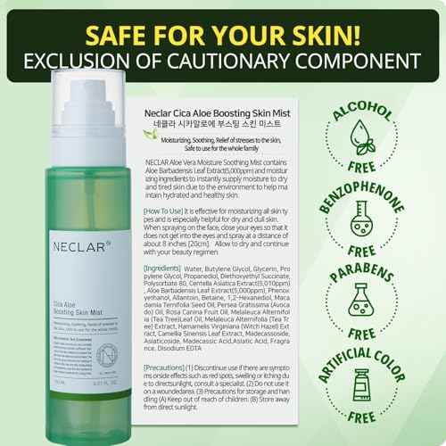 CICA Aloe Hydrating Toner Spray for Face - pH Balanced Facial Mist - Aloe Vera and Centella Asiatica - for Acne Prone and Sensitive Skin - Korean Skincare for Redness, Dryness