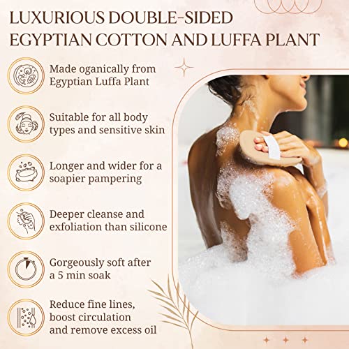 SERRENTO Natural Luffa Loofah Body Scrubber, 2 Count | Egyptian