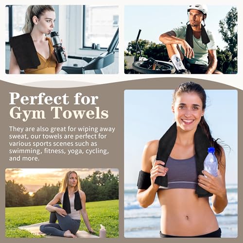FIXSMITH Salon Towels 12 Pack, 16x27 in Black Microfiber