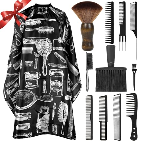 12-Piece Barber Comb Set with Cape & Neck Duster Brushes