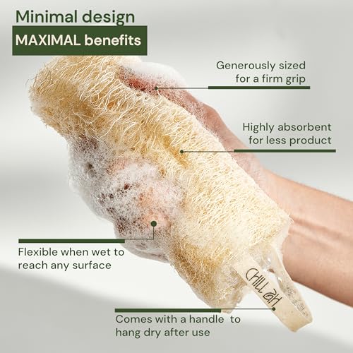 Chill Ah Natural Loofah Sponge 4-Pack – Plant-Based Bath Exfoliator