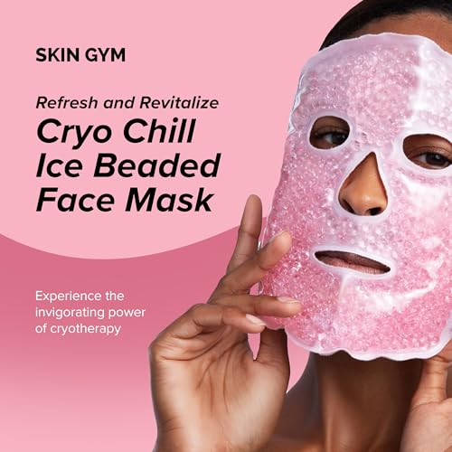 SKIN GYM CryoChill Ice Beaded Face Mask, Reusable Cooling Gel Bead Mask for Puffiness and Headache Relief