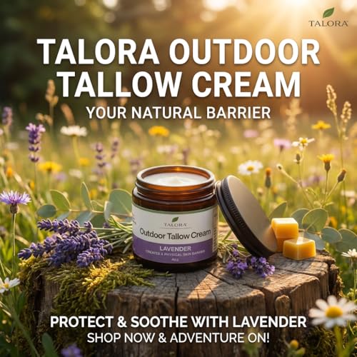 Outdoor Tallow Cream: Lavender | 100% Grass-Fed & Finished Beef Tallow Moisturizer with Organic Jojoba Oil | Deeply Nourishing | All-Natural Skin Cream for Outdoor & Dry Skin (4oz)