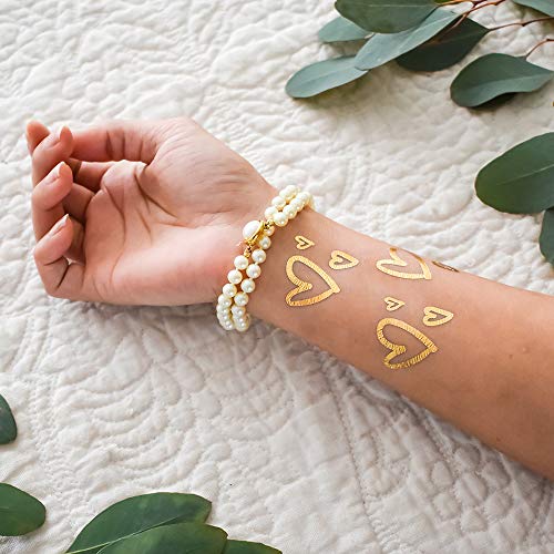 Classic Hearts Metallic Gold Temporary Tattoos - Set of 10