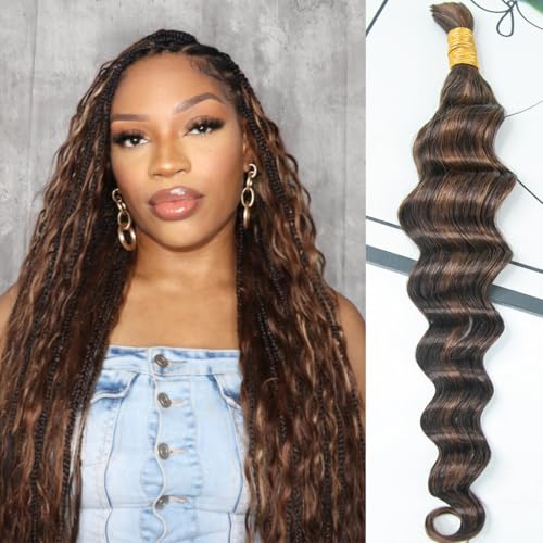 Bulk Human Hair for Braiding - 50g Loose Deep Wave, #4/30