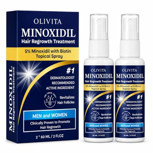 Minoxidil Spray for Hair Growth with Biotin & Rosemary - 2 Pack