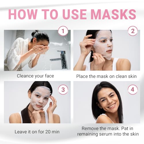 12 Pack of Collagen Face Mask with Ceramides - Rejuvenating Facial Sheet Mask, Reduce Wrinkles & Fine Lines - Face Masks Skincare Moisturizing Collagen Mask for All Skin Types