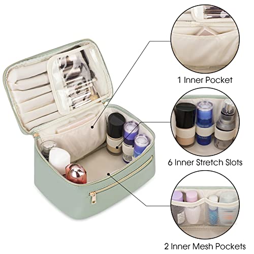Wandering Nature Vegan Leather Makeup Bag with Brush Organizer