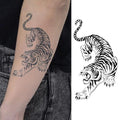 Tiger Temporary Tattoo – Realistic Black Ink Fake Tattoo for Men & Women