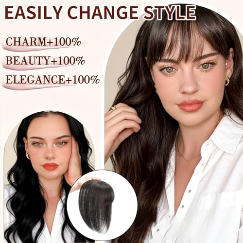 Real Human Hair Toppers with Bangs for Thinning Hair - 12 Inch