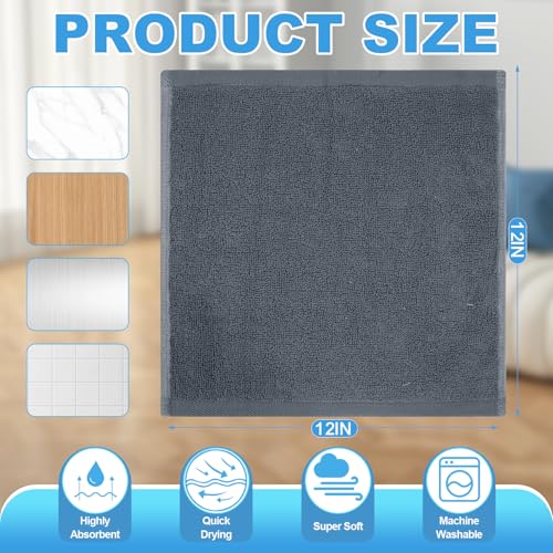 6-Pack 100% Cotton Washcloths 12x12 Inch Grey