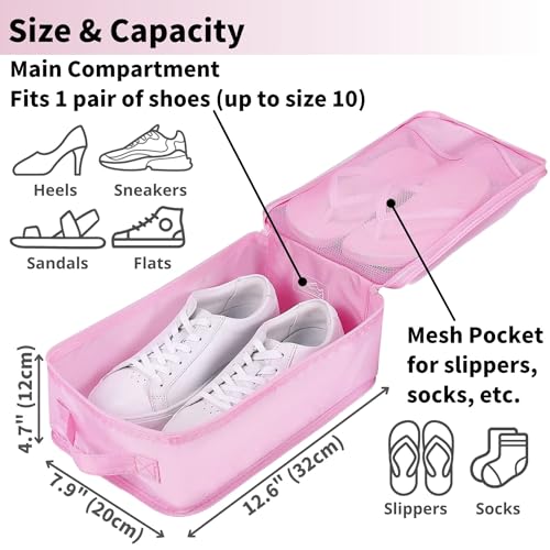 Travel Shoe Bag with Handle - Holds 1 Pair, Water-Resistant (2-Pack)