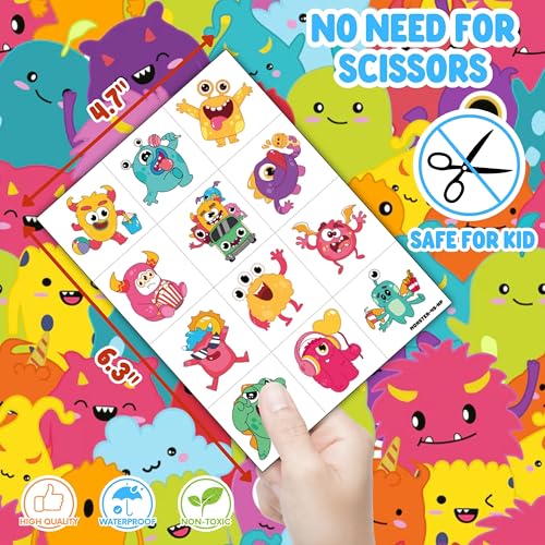 Monster Party Favors Set - 72 Pc Bundle with Balloons & Tattoos