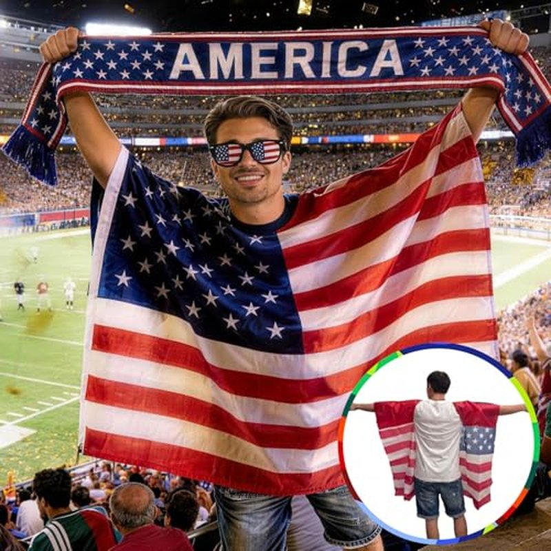 2026 World Cup Soccer Fan Gear Set - USA Flag Accessories