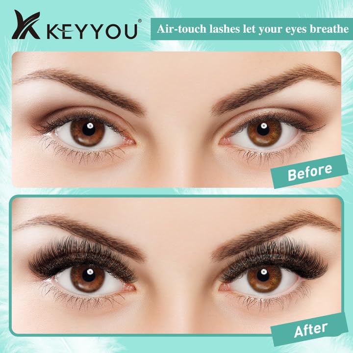 KEYYOU Air Touch Lash Kit - 144pc D Curl 8-18mm Clusters
