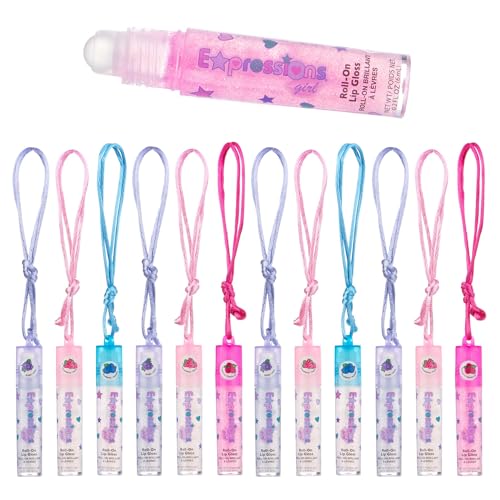 12pc Fruit Flavored Lip Gloss Necklace Set - Party Favors