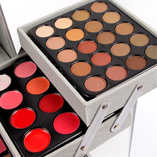 Pure Vie All-in-One Holiday Makeup Gift Set Xmas Essential Starter Bundle Include Eyeshadow Palette Lipgloss Concealer Blush Eyebrow Foundation Face Powder Eyeliner Pencil