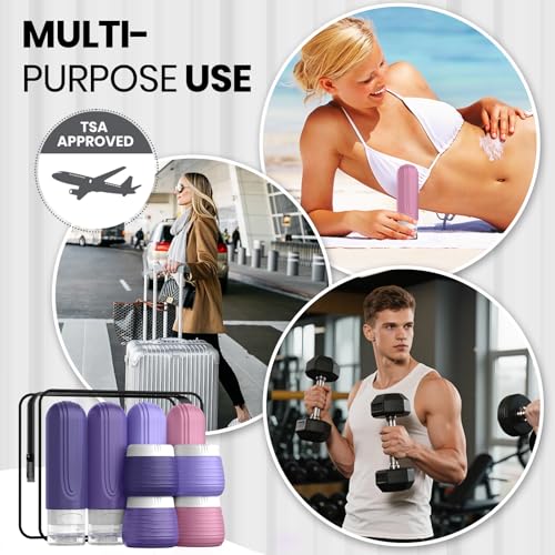 TSA Approved Travel Bottles Set - 8 Pack Silicone Containers