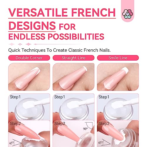 Saviland French Manicure Nail Art Kit with Stamper & Nail Protectors - 4 Pieces